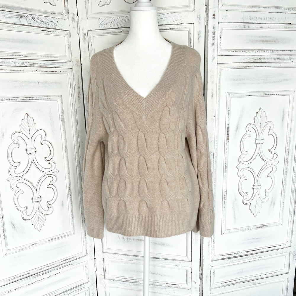 All in Favor Cream Cable Sweater